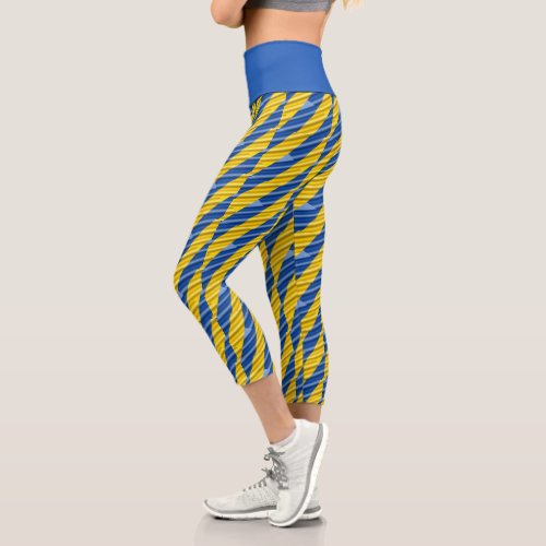 Blue and Yellow Ukraine Inspired peace anti war Capri Leggings