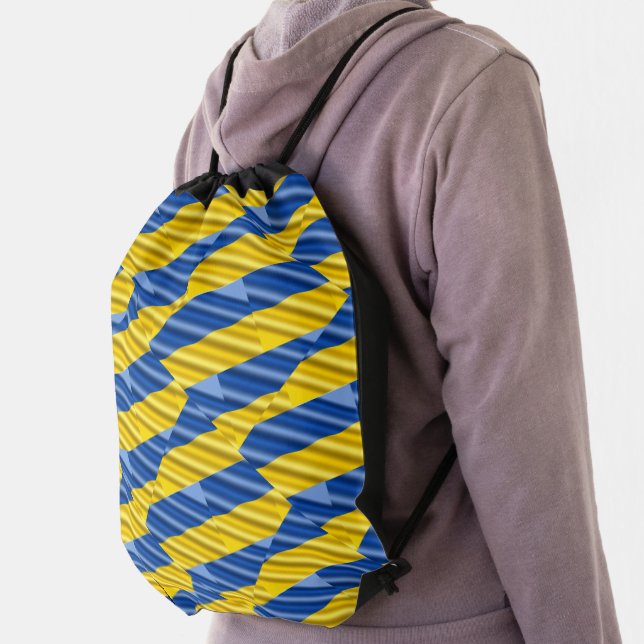 Blue and Yellow Ukraine Inspired peace anti war Drawstring Bag (Insitu)