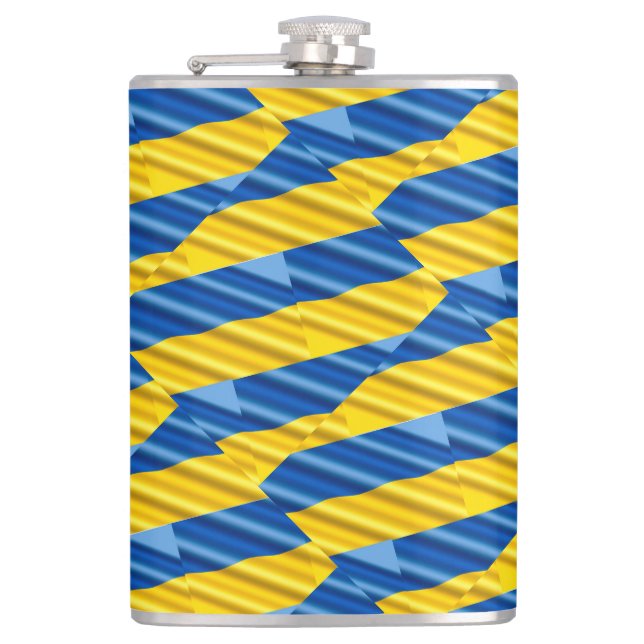 Blue and Yellow Ukraine Inspired peace anti war Flask (Front)
