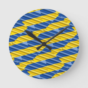 Blue and Yellow Ukraine Inspired peace anti war Round Clock