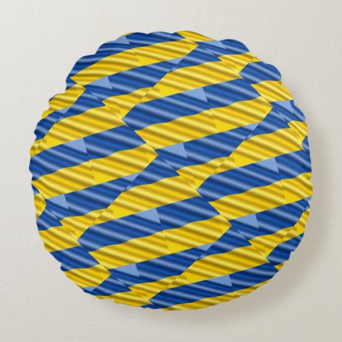 Blue and Yellow Ukraine Inspired peace anti war Round Pillow