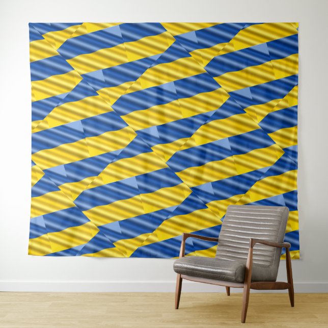 Blue and Yellow Ukraine Inspired peace anti war Tapestry (In Situ (Horizontal))