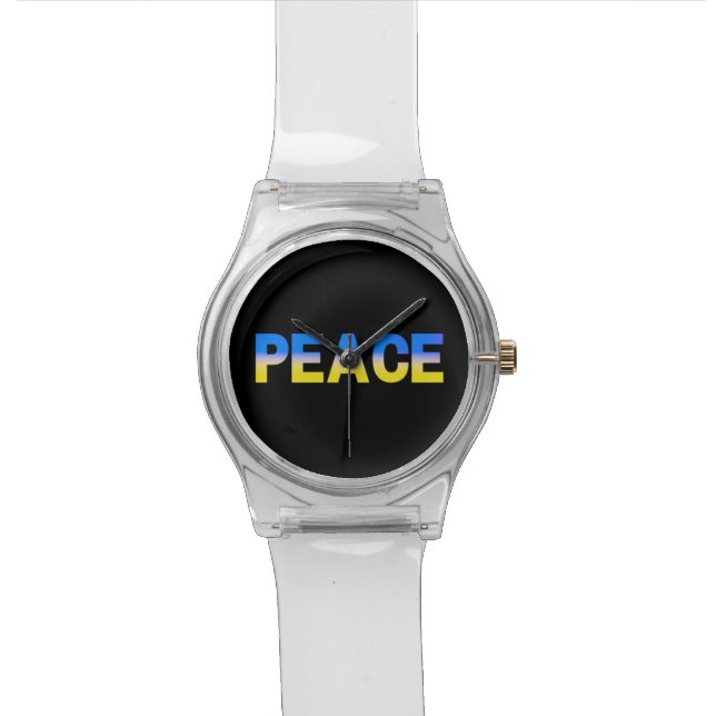 Blue and Yellow Ukraine Inspired peace anti war Watch (Close Up)