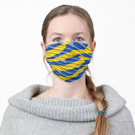 Blue and Yellow Ukraine Inspired Peace No War Adult Cloth Face Mask (Worn)