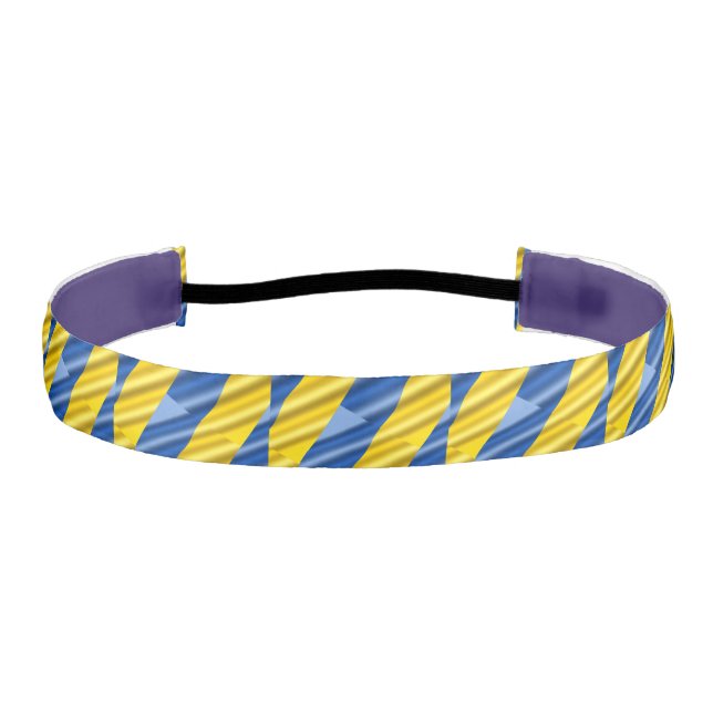 Blue and Yellow Ukraine Inspired Peace No War Athletic Headband (Front)