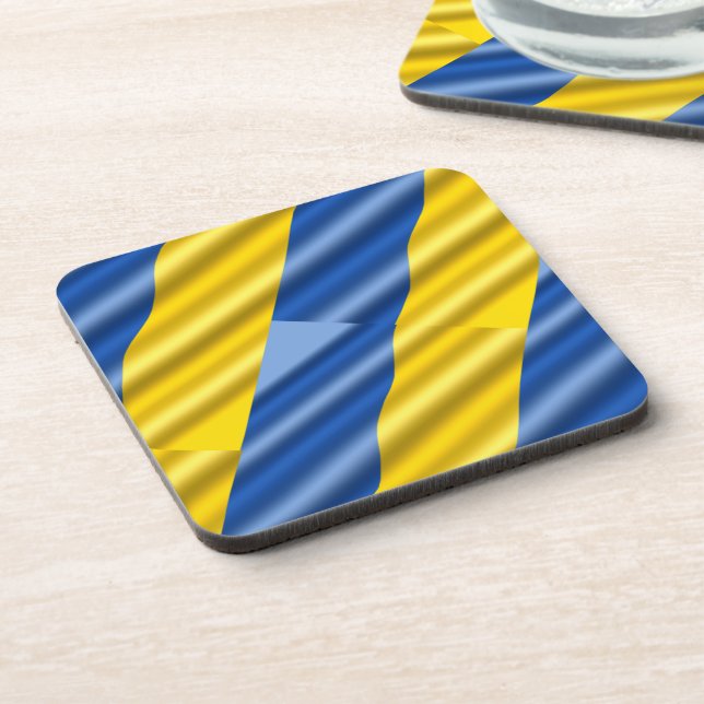 Blue and Yellow Ukraine Inspired Peace No War Beverage Coaster (Left Side)