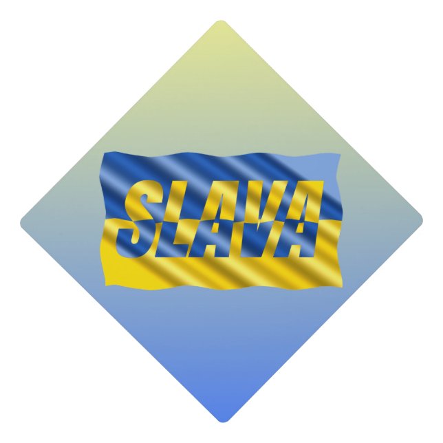 Blue and Yellow Ukraine Inspired Peace No War Graduation Cap Topper (Front)