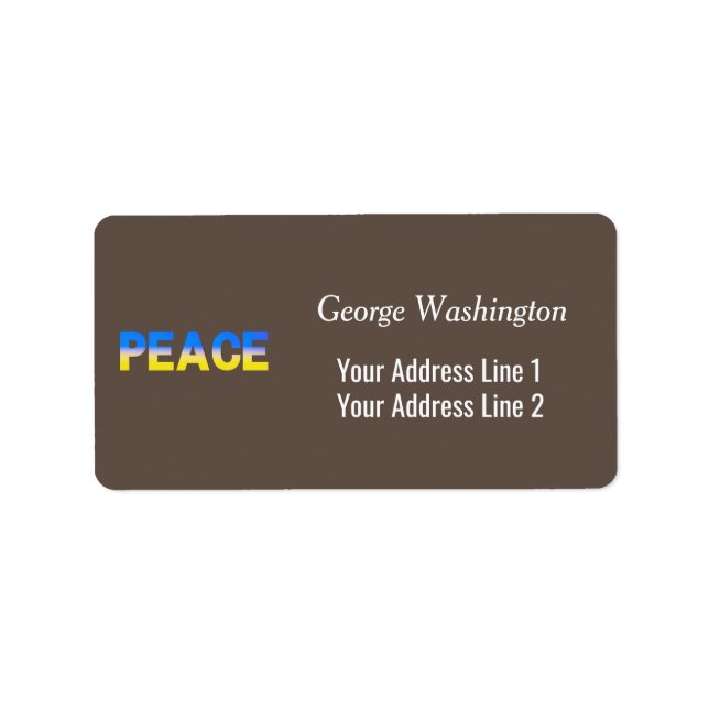 Blue and Yellow Ukraine Inspired Peace No War Label (Front)
