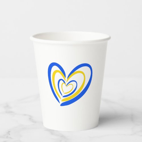 Blue and Yellow Ukraine Inspired Peace No War Paper Cups