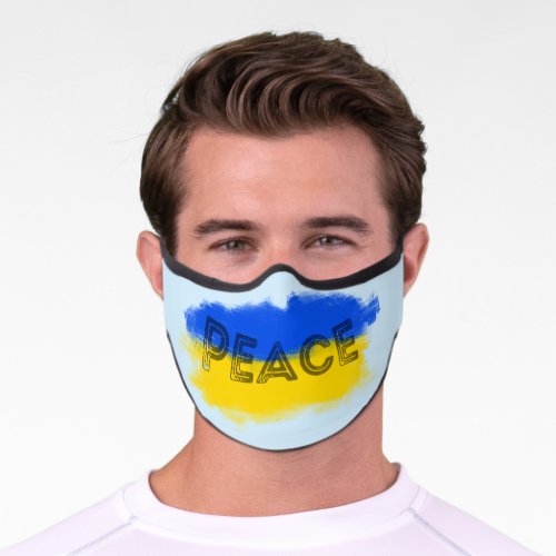Blue and Yellow Ukraine Inspired Peace No War Premium Face Mask