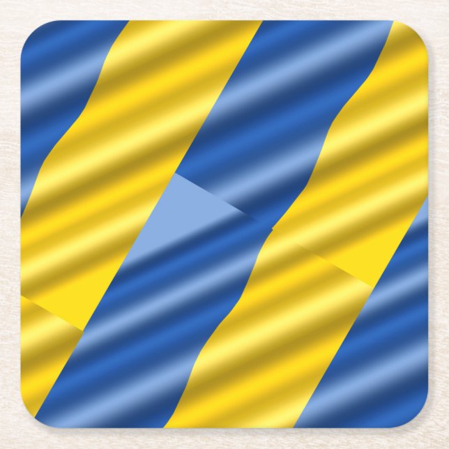 Blue and Yellow Ukraine Inspired Peace No War Square Paper Coaster (Front)