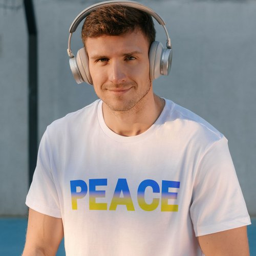 Blue and Yellow Ukraine Inspired Peace No War T_Shirt