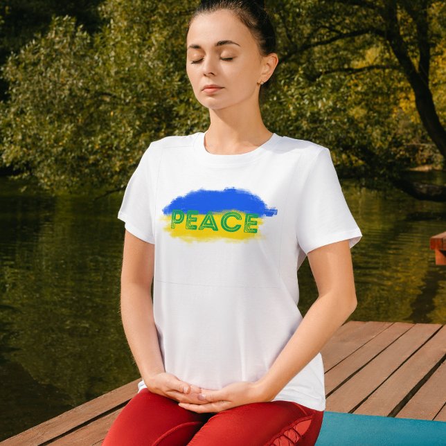 Blue and Yellow Ukraine Inspired Peace No War T-Shirt (Creator Uploaded)