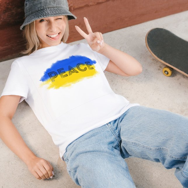 Blue and Yellow Ukraine Inspired Peace No War T-Shirt (Creator Uploaded)