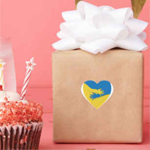 Blue and Yellow Ukrainian Flag Heart Sticker