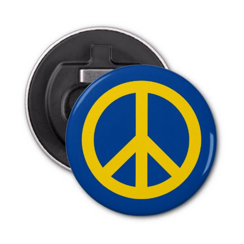 Blue and yellow Ukrainian flag peace symbol design Bottle Opener