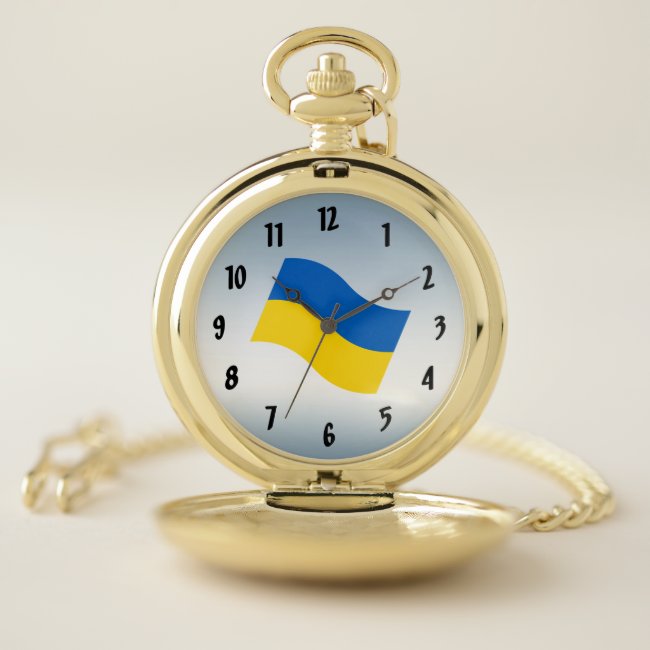 Blue and Yellow Ukrainian Flag Pocket Watch