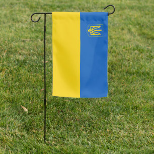 Blue and Yellow Ukrainian Flag With Trident