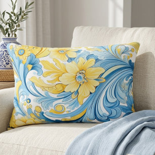 Blue and yellow. Ukrainian folk art motifs. Accent Pillow