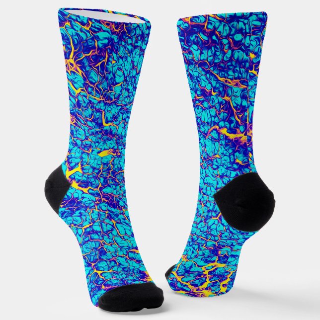 Blue and Yellow Unique Texture Pattern Socks (Angled)