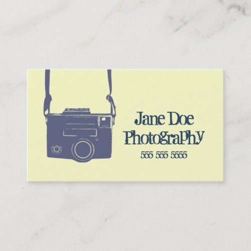 Blue and Yellow Vintage Film Camera Business Card