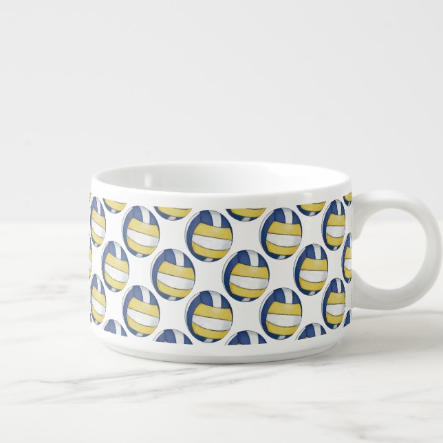 Blue and Yellow Volleyball Patterns Bowl (Left)