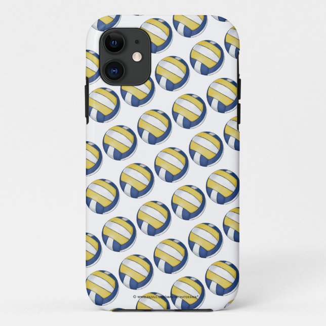 Blue and Yellow Volleyball Patterns Case-Mate iPhone Case (Back)