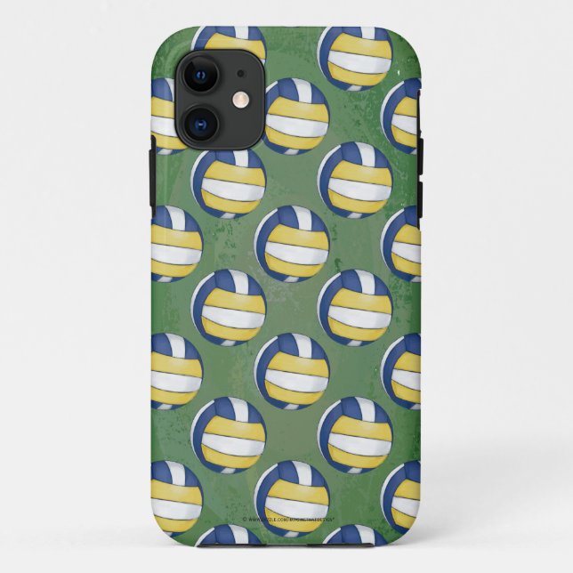 Blue and Yellow Volleyball Patterns Case-Mate iPhone Case (Back)