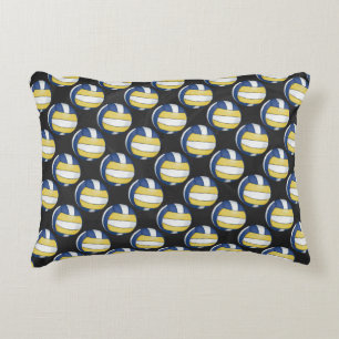 Blue and Yellow Volleyball Patterns Decorative Pillow