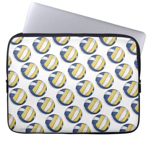Blue and Yellow Volleyball Patterns Laptop Sleeve