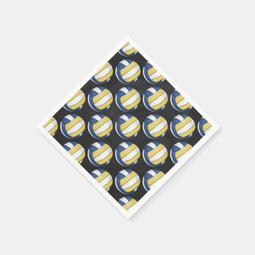 Blue and Yellow Volleyball Patterns Napkins