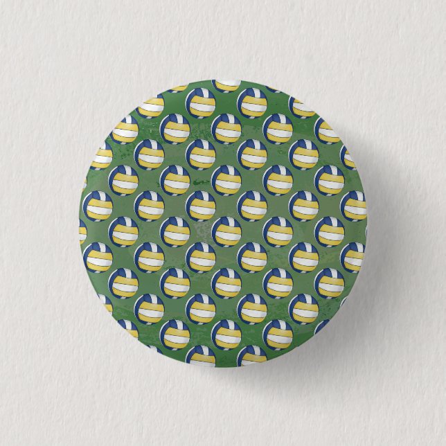 Blue and Yellow Volleyball Patterns Pinback Button (Front)