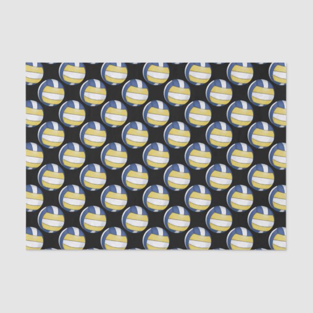 Blue and Yellow Volleyball Patterns Tissue Paper (Front)