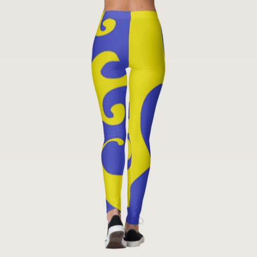 BLUE AND YELLOW WAVE LEGGINGS