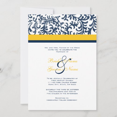 Blue and Yellow Wedding Invitation
