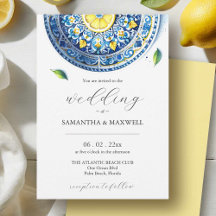 Blue and Yellow Wedding Invitations Printing