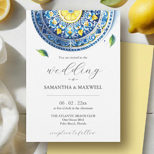 Blue and Yellow Wedding Invitations Printing