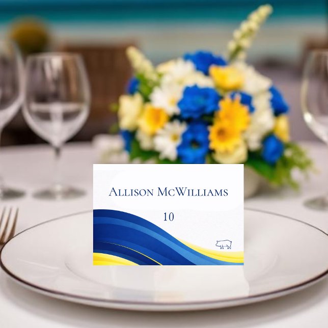 Blue and Yellow Wedding Place Cards Pork Icon (Blue and Yellow Wedding Place Cards Pork Icon)
