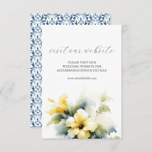 Blue and Yellow Wedding Website Insert Card