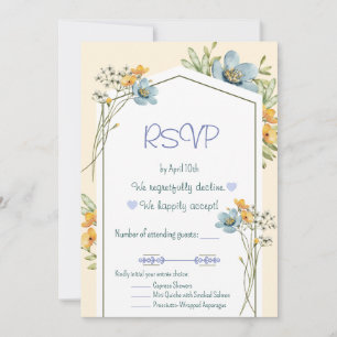 Blue And Yellow Wildflowers Geometric RSVP Card