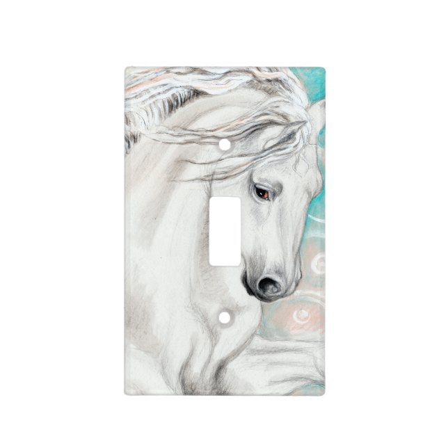 Blue Andalusian Horses Light Switch Cover (Front)