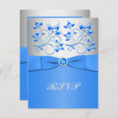 Blue andSilver Floral RSVP Card (Front/Back)