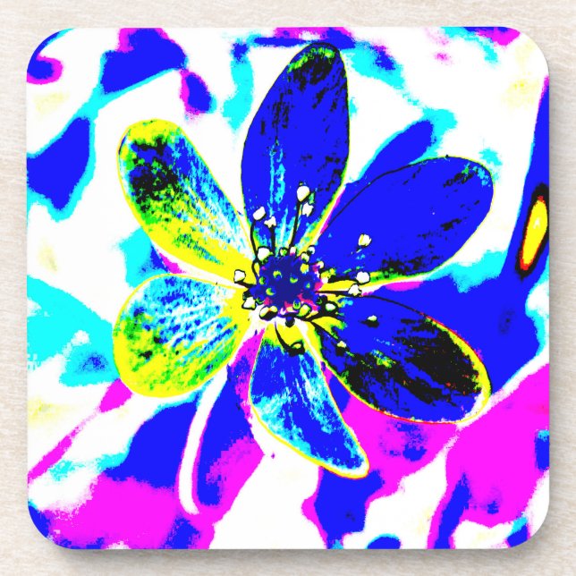 blue anemone beverage coaster (Front)