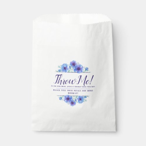Blue anemone flowers art wedding toss me petals favor bag