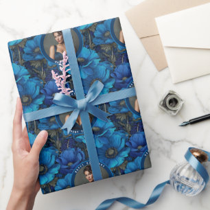 Blue Anemones Garden Kids Birthday Custom Wrapping Paper