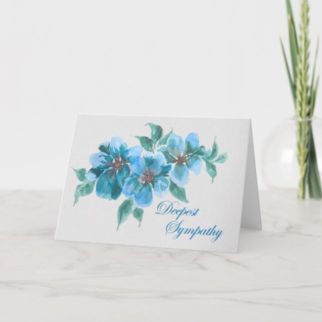 Blue Anemones Sympathy Card – Watercolor (Front)