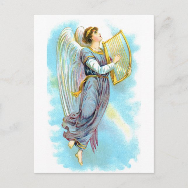 Blue Angel And Harp Postcard (Front)