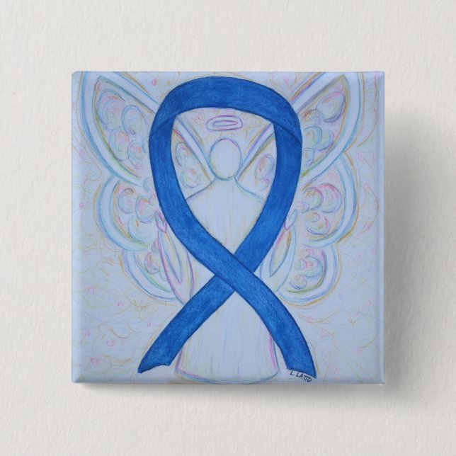 Blue Angel Awareness Ribbon Custom Art Pins (Front)