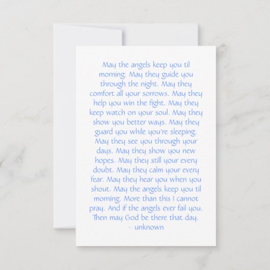 Blue Angel Comforting Prayer Card (Back)