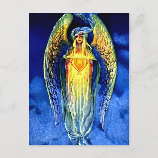 Blue Angel in the Spirit of Christmas Holiday Postcard (Front)